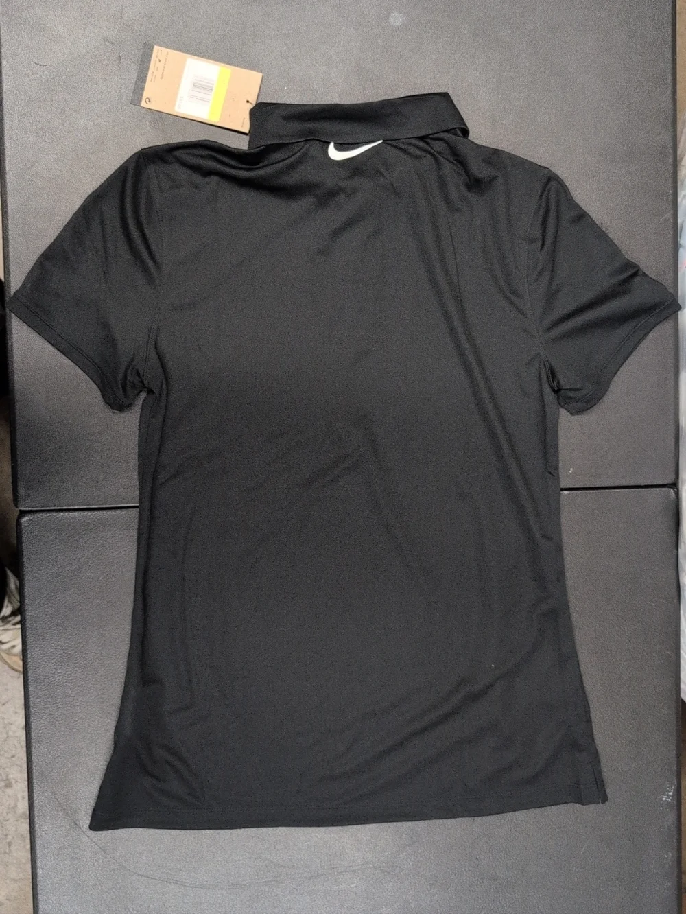Women's Nike Black Dri-FIT Golf Polo with White Swoosh Size S-Tall